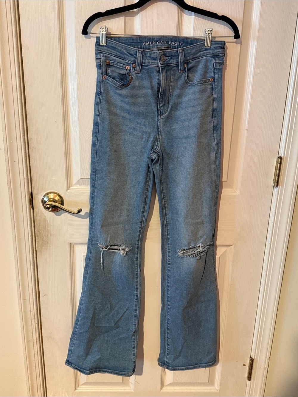 American Eagle Outfitters Light Blue Ripped Flare Jeans